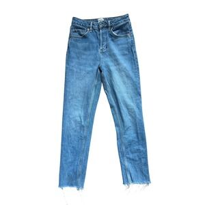 BDG Urban Outfitters Dillon High Rise Straight Leg Jeans Blue Raw Hem W27 L32